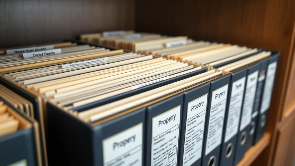 berkeley township tax collector -
Organized file folders labeled with property information and tax records on off