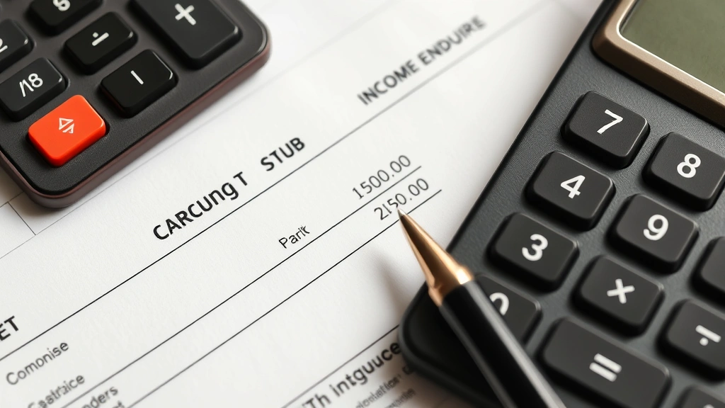 berks earned income tax bureau - 
Close-up of paycheck stub showing earned income tax deduction with calculator a