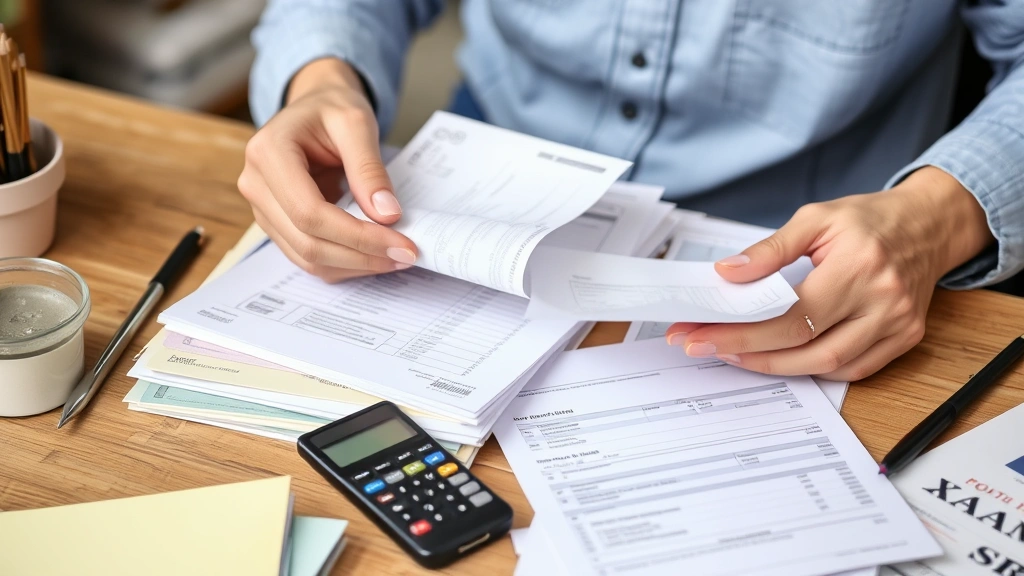 berks earned income tax bureau - 
Person organizing receipts and financial records for tax filing purposes
