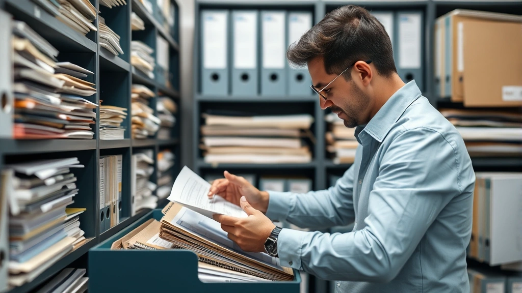 beverly hills sales tax - 
Business owner organizing tax records and compliance documents in organized fil