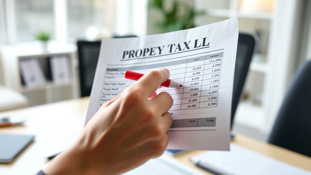 brookhaven taxes - 
Close-up of hands holding a property tax bill with a red pen, highlighting numb