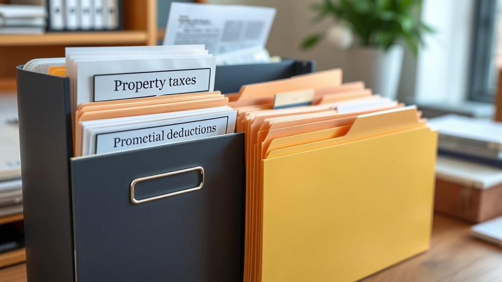 brookhaven taxes - 
Organized filing system with labeled folders for property taxes, deductions, an