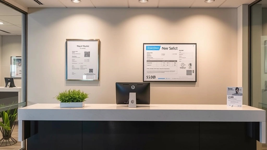 broward business tax receipt -
Modern office reception area with business license and tax receipt displayed on