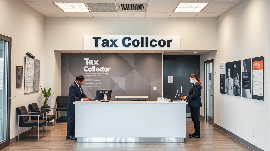 broward county business tax receipt - 
Modern tax collector’s office interior with service counter, professional