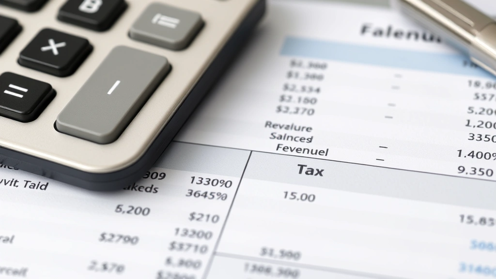 business and occupation tax - 
Close-up of calculator and business financial statements showing revenue calcul