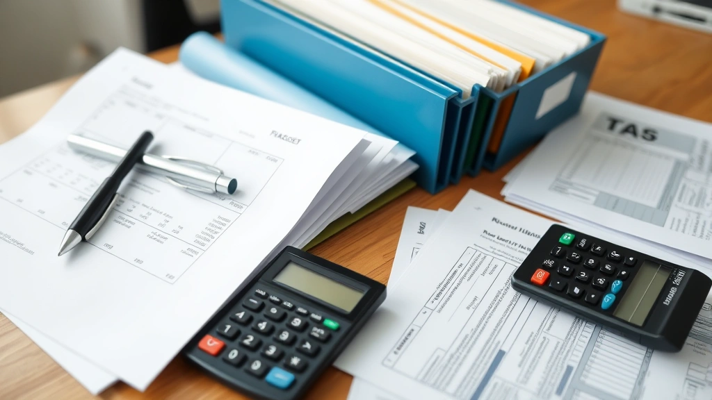 business privilege tax - 
Organized file folders and documents on desk with calculator, representing busi