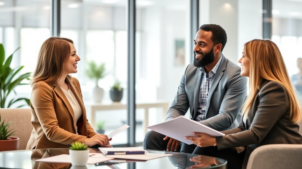 ca capital gains tax - 
Diverse couple meeting with CPA or tax professional in modern office discussing