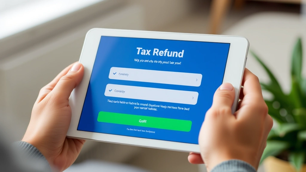 california income tax refund status - 
Close-up of hands holding a tablet displaying tax refund tracking interface wit