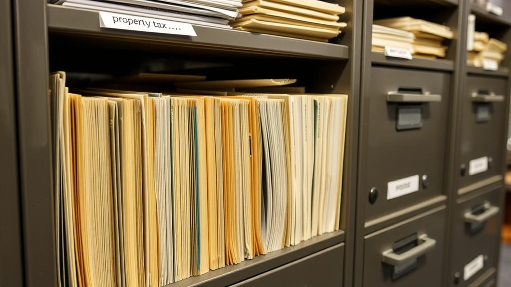 calumet county tax records - 
Filing cabinet with organized property tax records and folders in government of