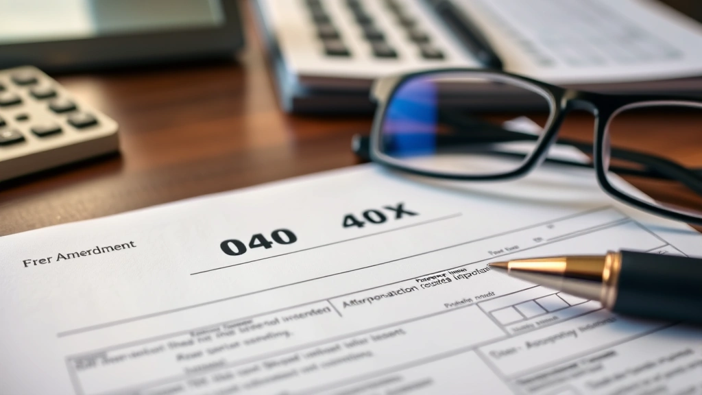can i amend my tax return if i already filed - 
Close-up of Form 1040-X tax amendment form with pen and reading glasses on orga