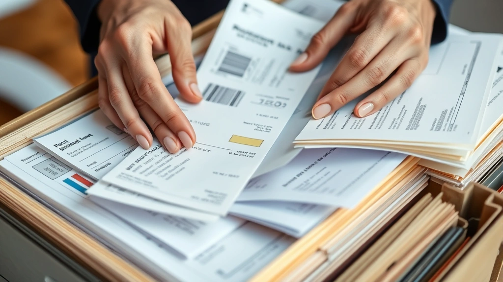 can i file taxes without a w2 - 
Close-up of hands organizing business receipts, invoices, and financial documen