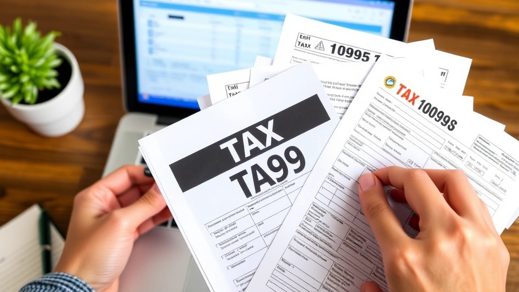 can i file taxes without a w2 - 
Person holding 1099 and other tax forms with laptop showing tax software in bac