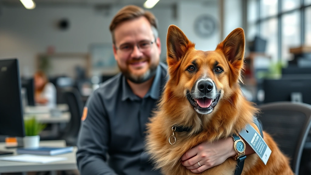 can you claim pets on taxes - 
Business owner with a certified service dog in a professional workplace environ