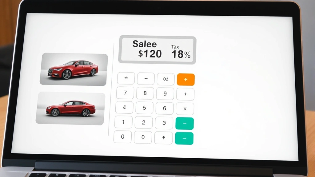 car sales tax in florida - 
Laptop screen displaying sales tax calculator with car images and percentage sy