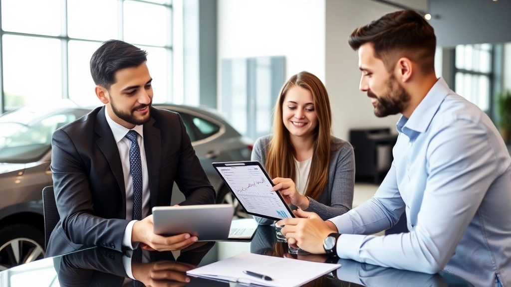 car sales tax in florida - 
Modern office setting with financial advisor explaining car purchase costs on t