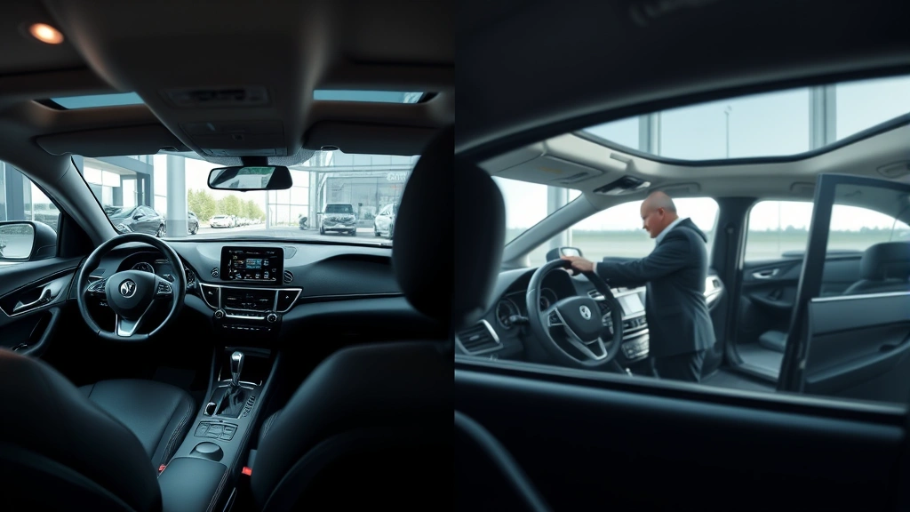 car sales tax in il - 
Split-screen comparison showing dealership interior on left and private car sal