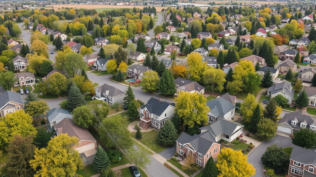 cass county mn property tax - 
Aerial view of residential neighborhood in Minnesota with mixed housing types a