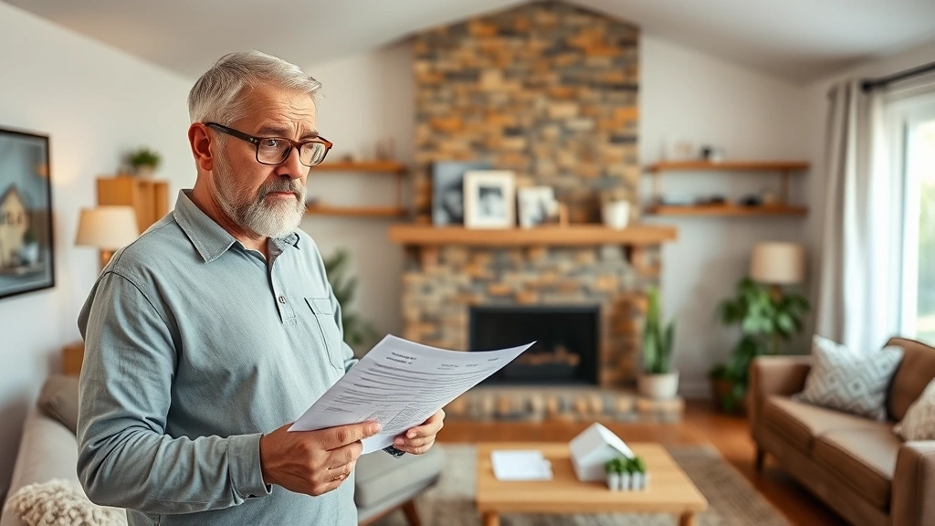 chatham borough tax - 
Homeowner holding property assessment notice with concerned expression in livin