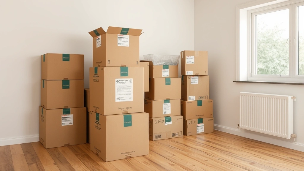 checklist avoiding taxes miving from ca - 
Moving boxes stacked in empty room with utility disconnect notice and new state