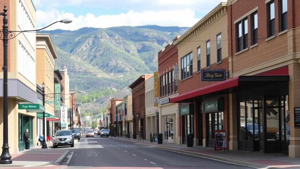 city of colorado springs sales tax - 
Colorado Springs downtown street scene with various retail storefronts and shop