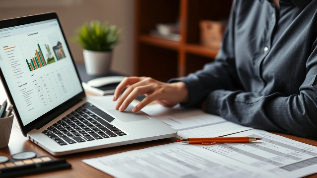 city of montville taxes - 
Person using laptop to research comparable property sales, papers and notes spr