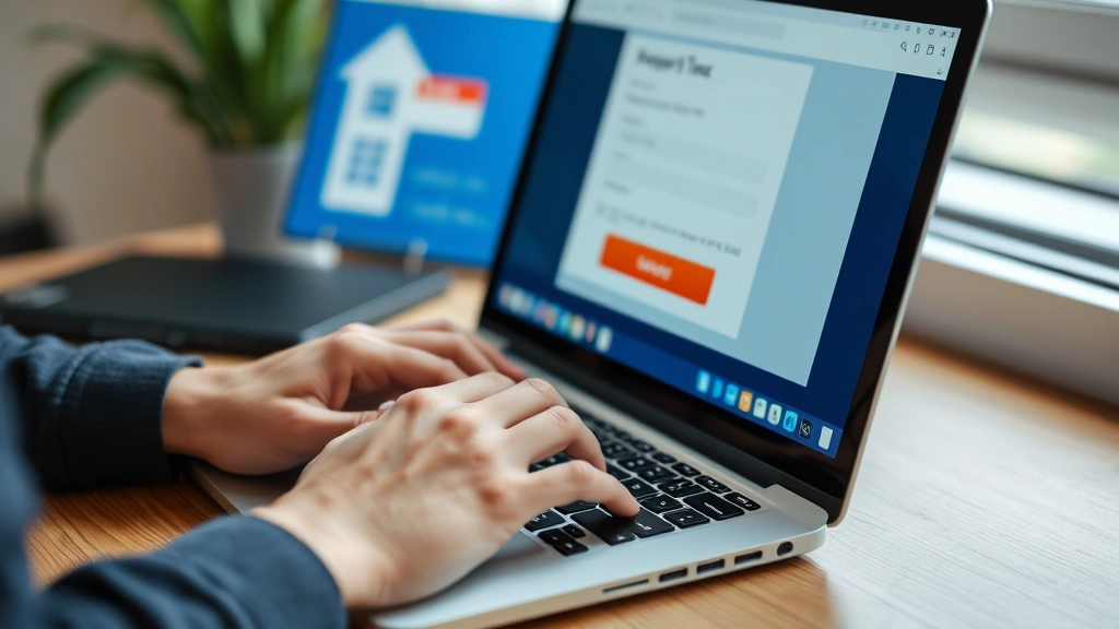 city of norwalk tax collector - 
Person using laptop and computer keyboard to make online property tax payment t