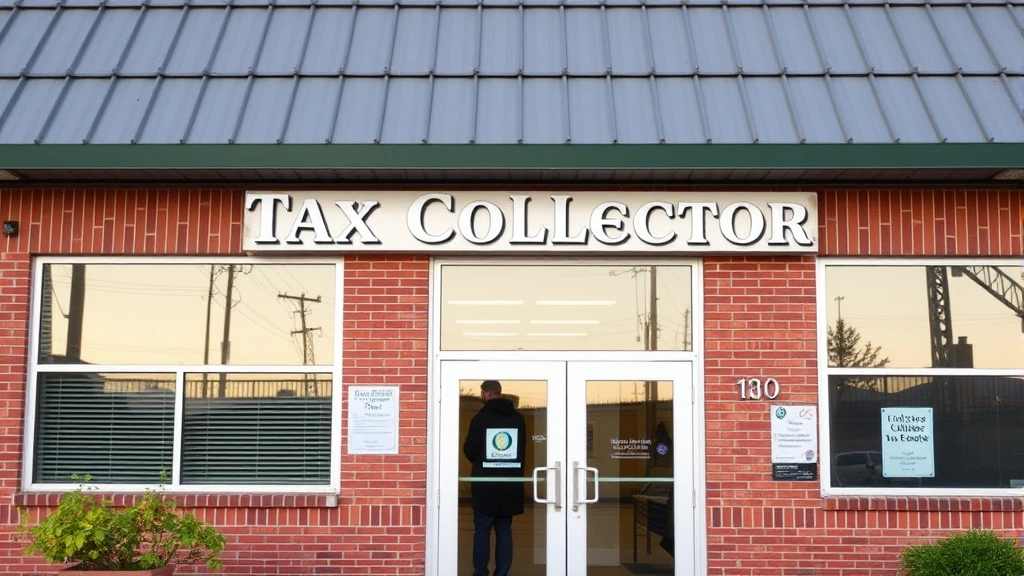 city of norwich tax collector -
Municipal office building exterior with ‘Tax Collector’ signage, pr