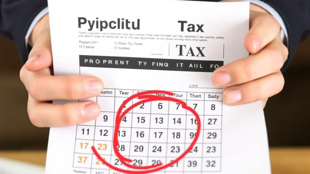 city of torrington tax collector - 
Close-up of hands holding a property tax bill with a calendar showing payment d