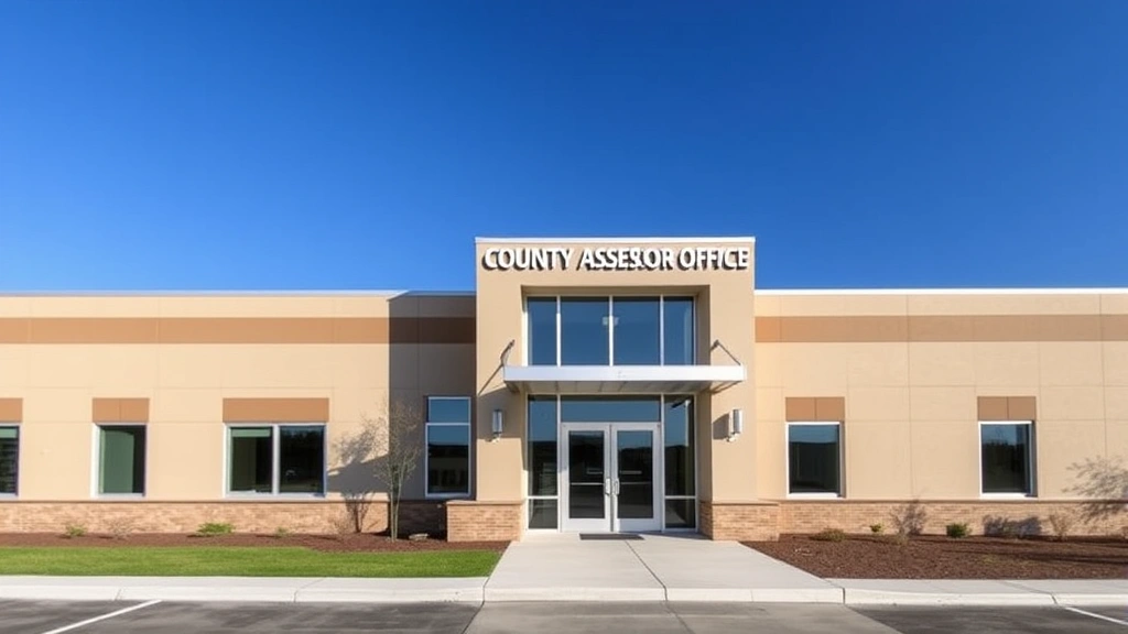 columbia county property tax -
Modern county assessor office building exterior, professional architecture, cle