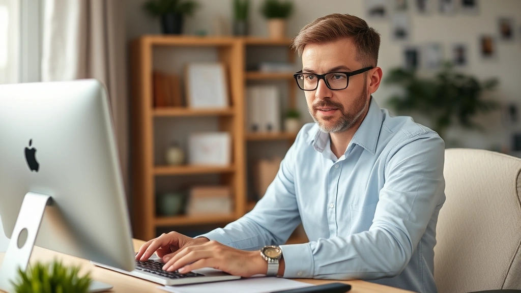 columbus income tax -
Business owner working on quarterly estimated tax payments on computer, focused