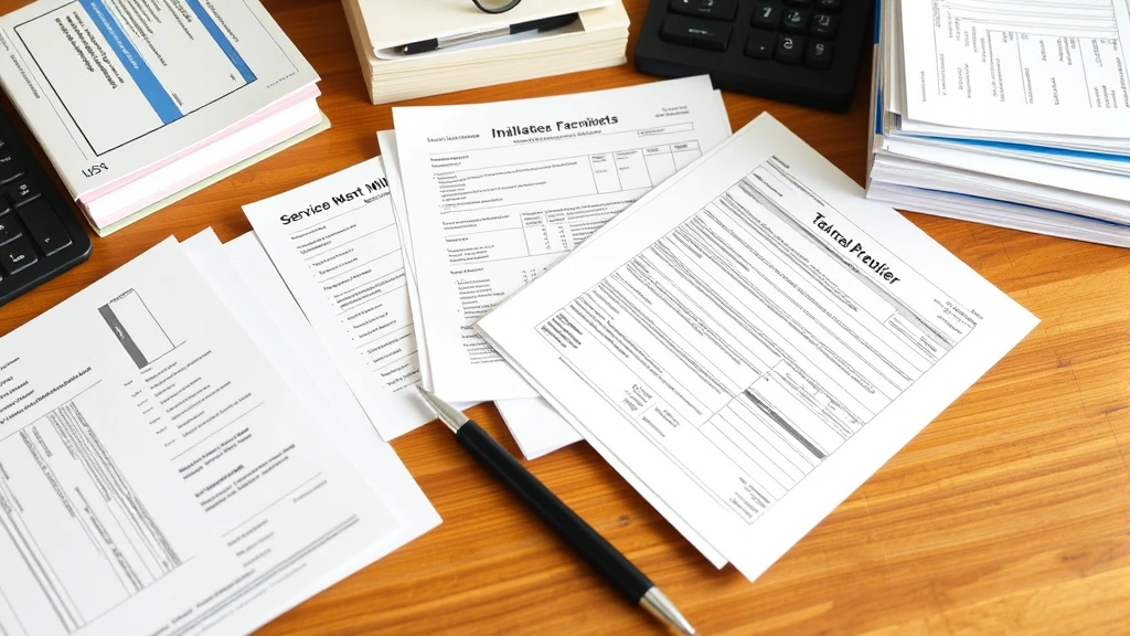 communication service tax - 
Multiple service provider bills and tax forms organized on desk
