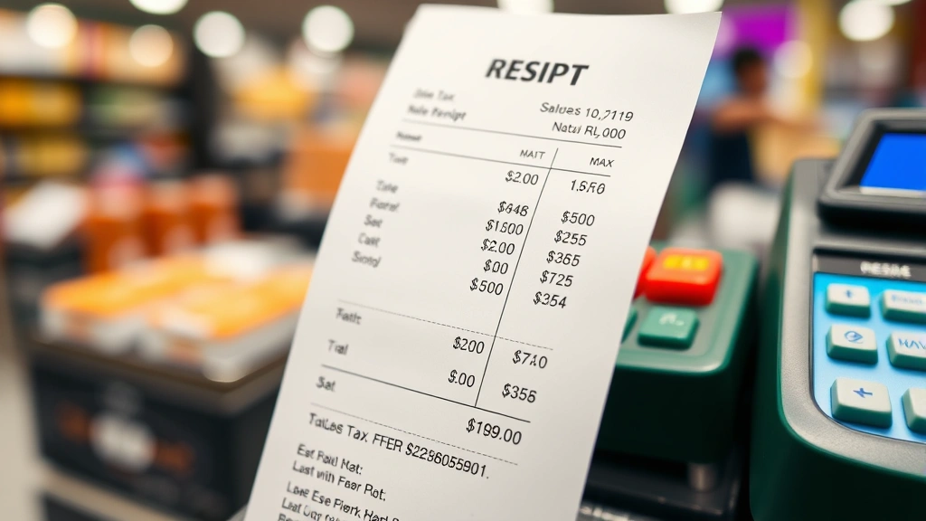 concord ca sales tax - 
Close-up of receipt showing itemized purchases and sales tax calculation at ret