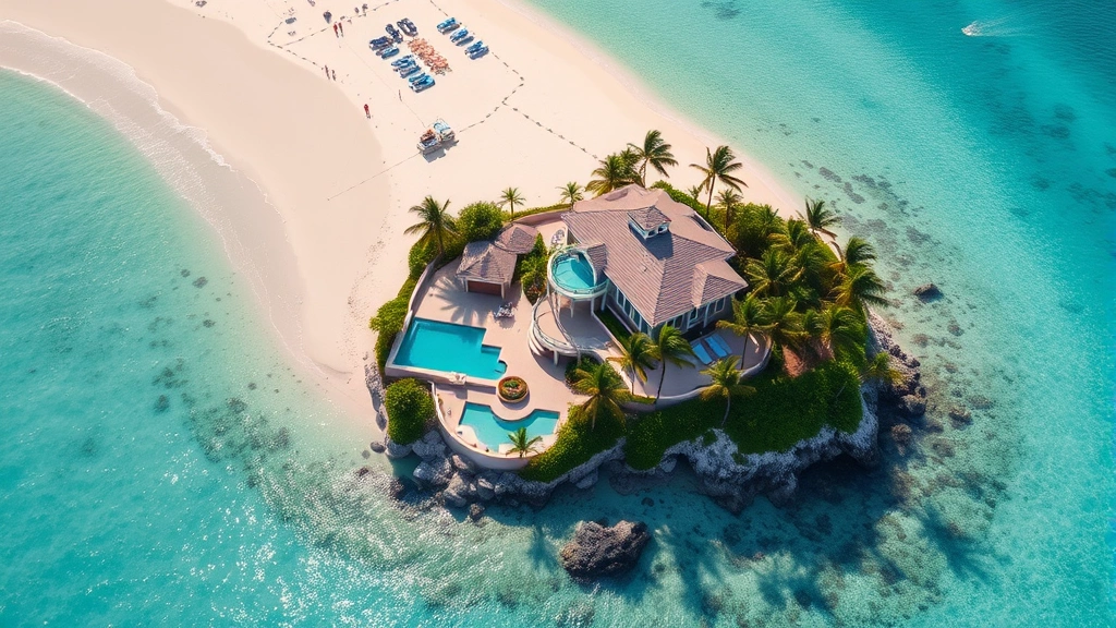 countries without property tax - 
Aerial view of luxury beachfront Caribbean villa with turquoise water and white