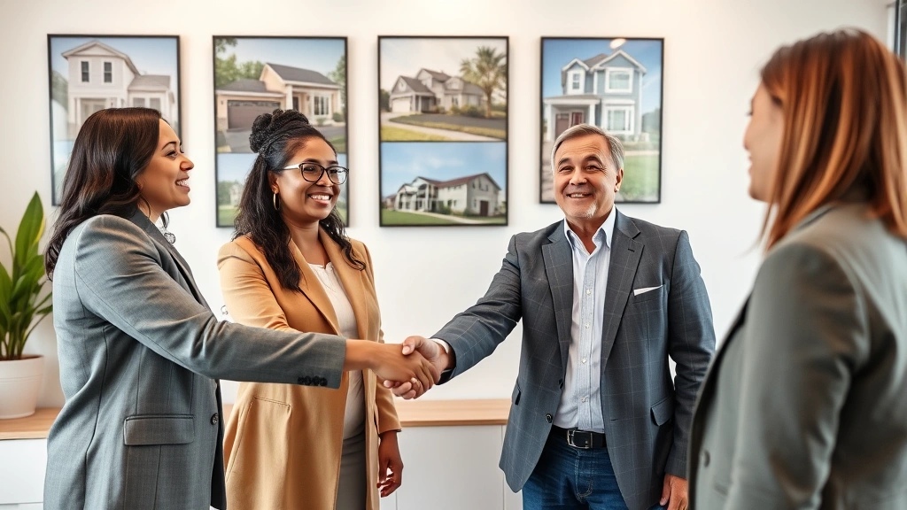 countries without property tax - 
Diverse couple shaking hands with real estate agent in professional office sett