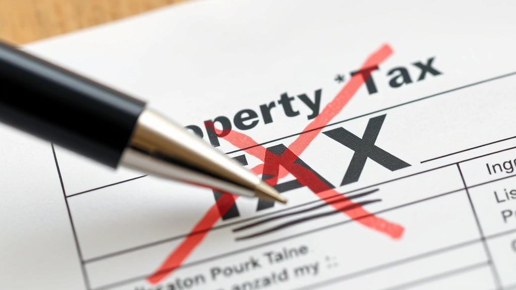 countries without property tax - 
Close-up of property tax bill being crossed out with pen, symbolizing tax elimi