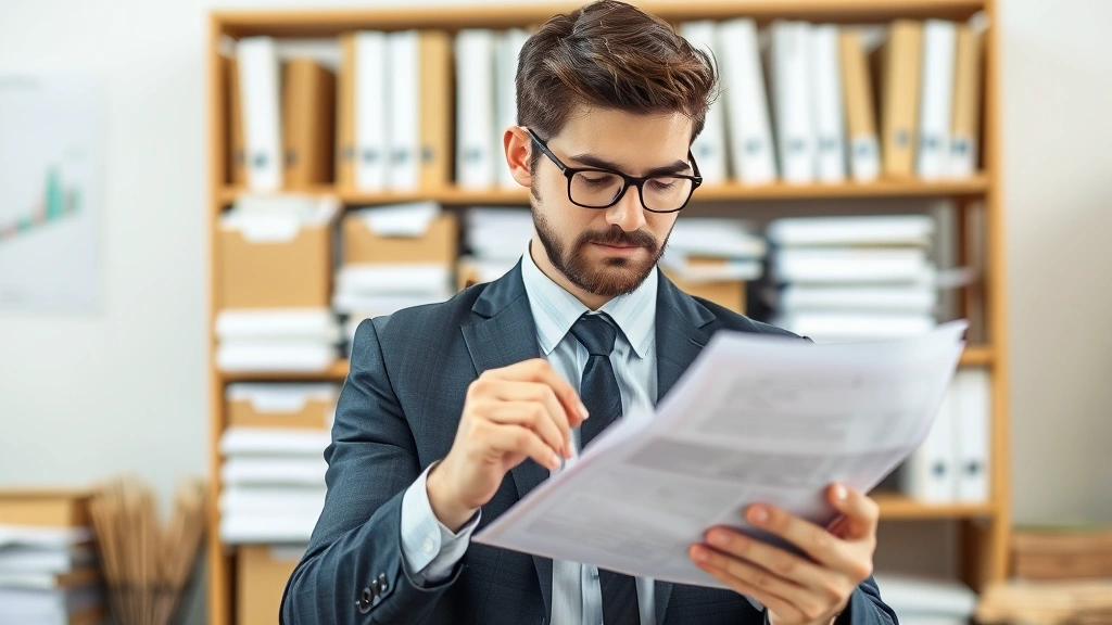 county of riverside tax -
Business owner reviewing sales tax returns and receipts with organized filing s