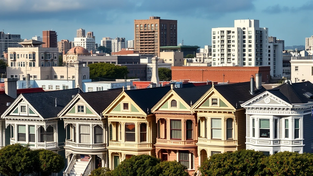 county of san francisco property tax - 
San Francisco cityscape with Victorian homes and modern buildings representing 