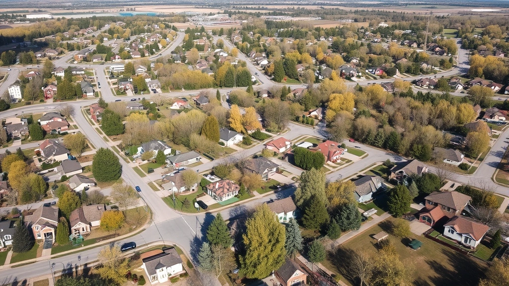crow wing county property tax -
Aerial view of residential neighborhood in Brainerd, Minnesota area with mix of