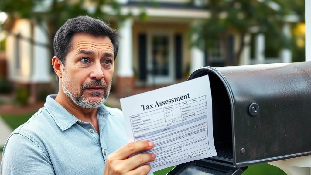 crow wing county property tax -
Homeowner receiving official tax assessment notice in mailbox, surprised or con