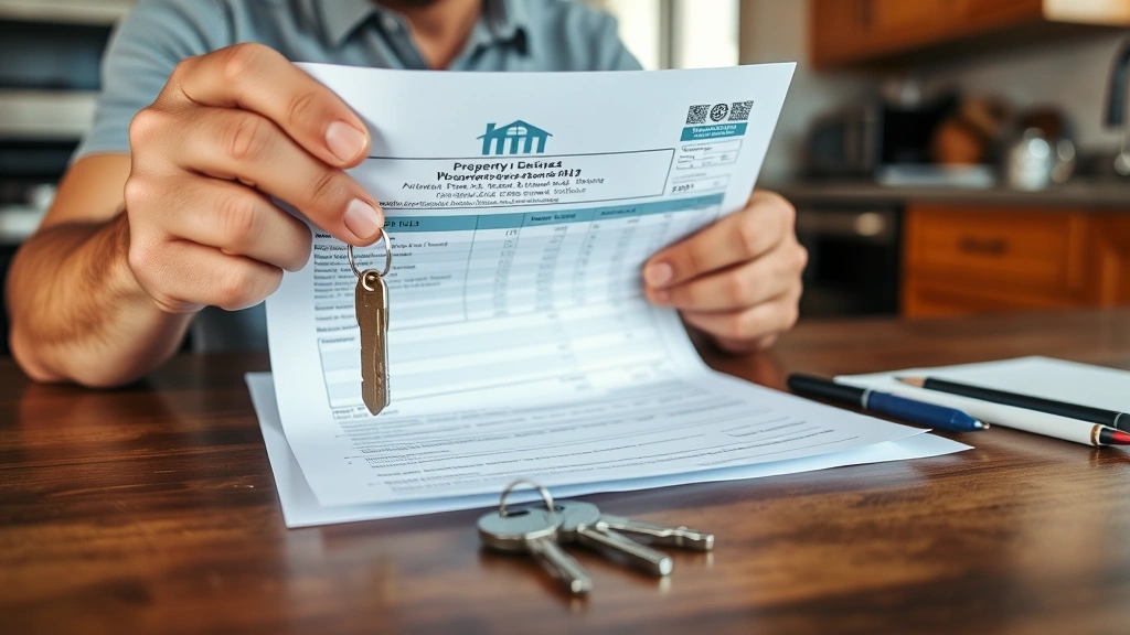 cumberland county nc property tax -
Homeowner holding property tax bill with house keys on kitchen counter, looking