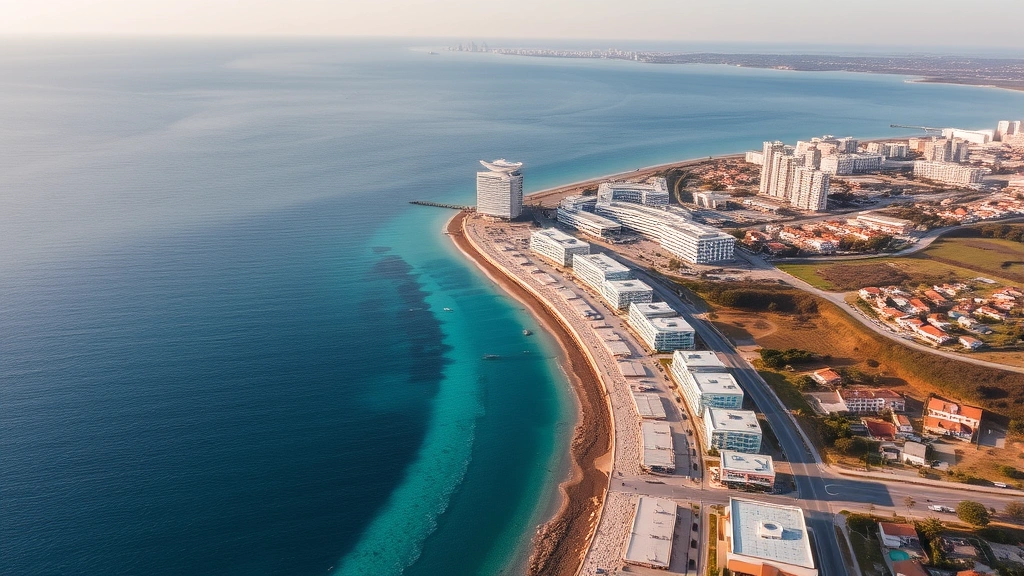 cyprus income tax rates 2025 - 
Aerial view of Cyprus coastline with Mediterranean sea and modern business dist
