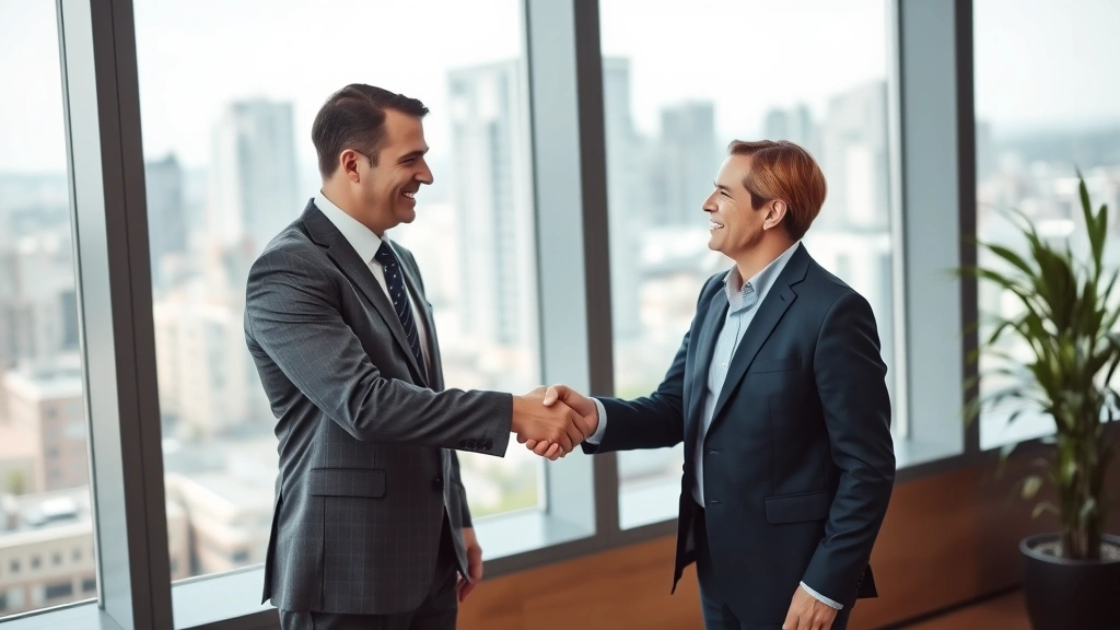 cyprus income tax rates 2025 - 
Handshake between financial advisor and client in modern office setting with wi