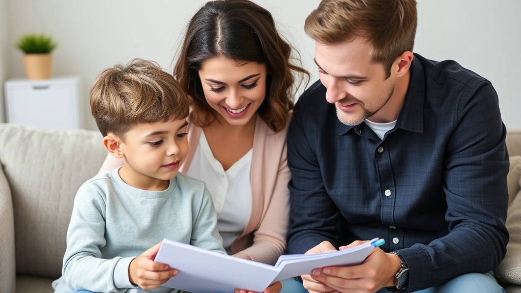 dad tax - 
Parent and teenage child discussing budget or savings plan with notebook and pe