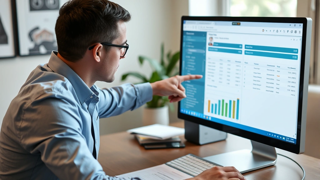 dane county tax records - 
Real estate professional pointing at property assessment details on computer sc