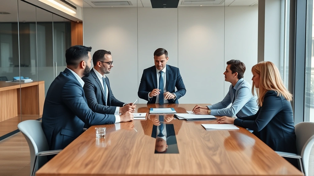 dc income tax calculator - 
Modern office setting with diverse professionals in business attire discussing 