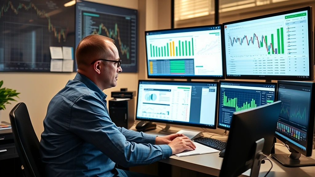 dc income tax calculator - 
Professional accountant or CPA working at desk with multiple monitors showing f