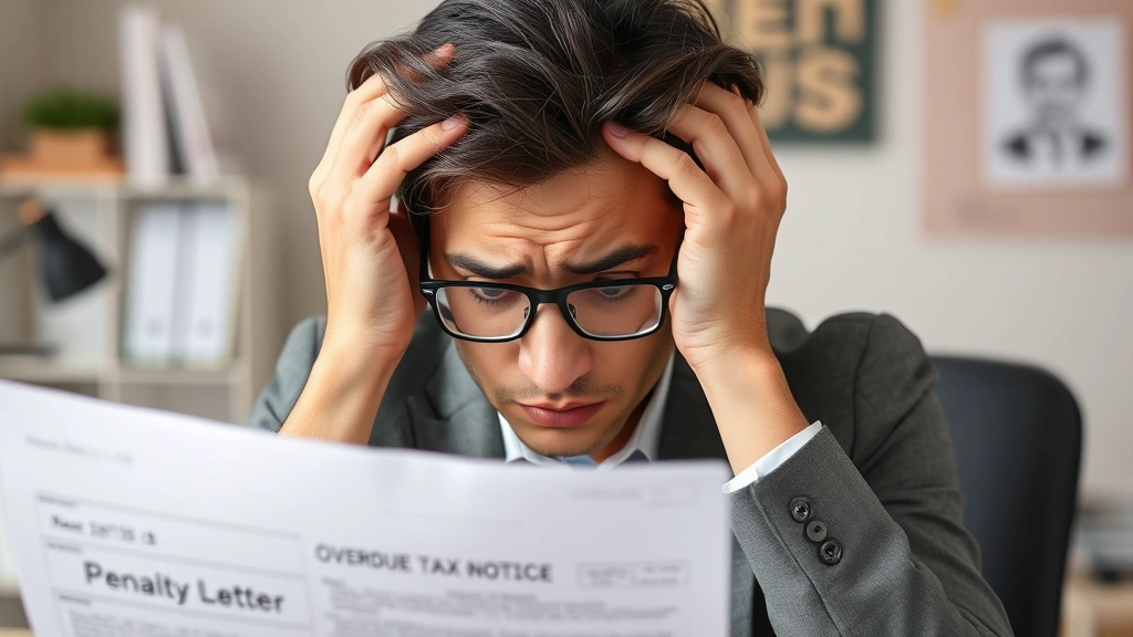 deadline to file tax in canada - 
Stressed professional looking at overdue tax notice with penalty letter, hands 