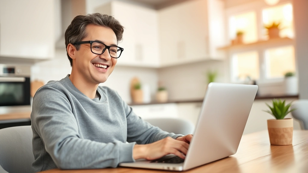 deadline to file tax in canada - 
Happy person receiving tax refund notification on laptop screen, smiling, brigh