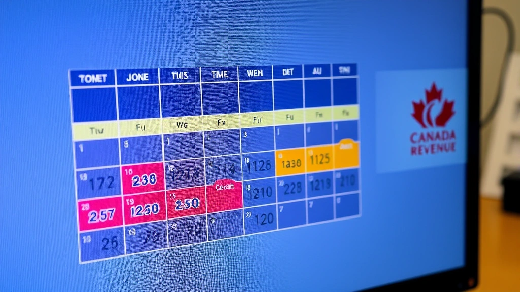 deadline to file tax in canada - 
Digital calendar on computer screen showing tax deadline dates highlighted, wit