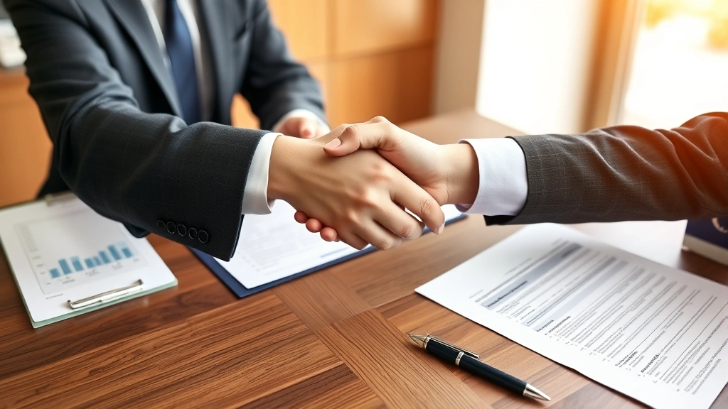 delaware corporate franchise tax - 
Professional financial advisor in suit shaking hands with business client acros